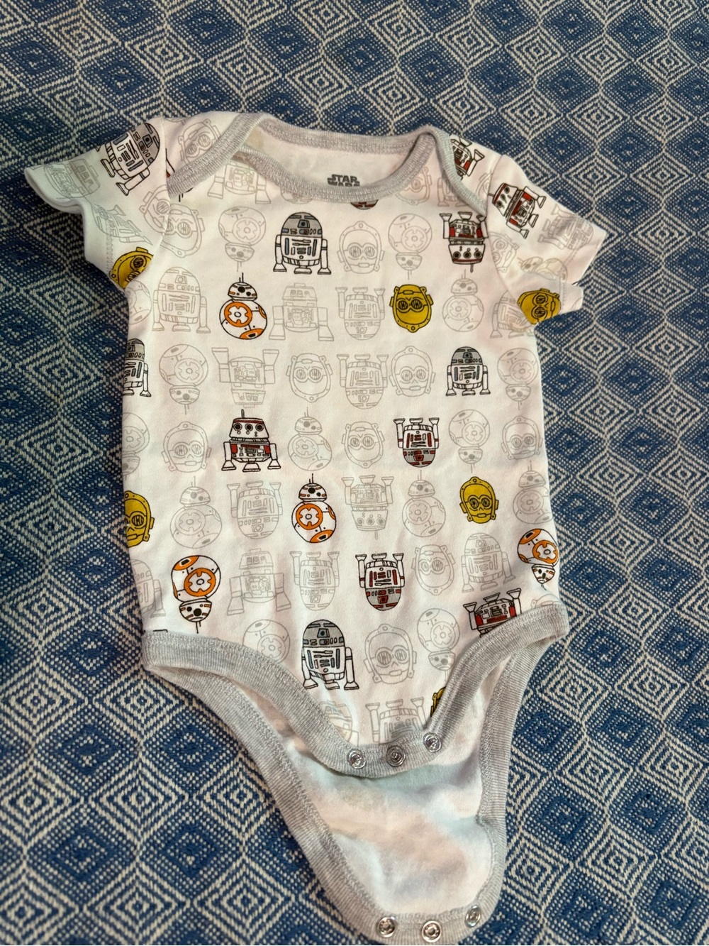 Star Wars White Baby One-Piece with Droid Character Print